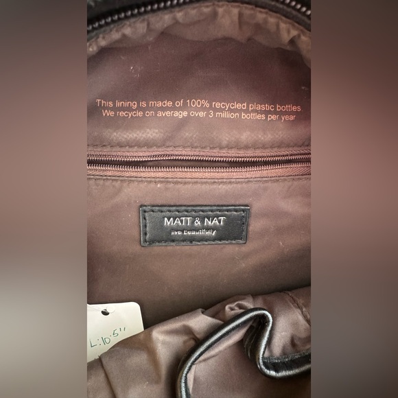 Matt & Nat Vegan Leather Mini Backpack with Front Pocket and Silver Details - Picture 5 of 11